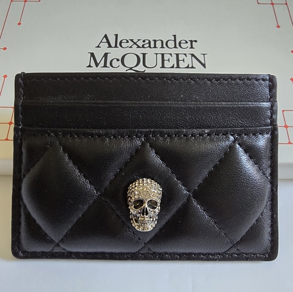 Alexander McQueen Handbags - Alexander McQueen Quilted Leather Skull Card Holder Black